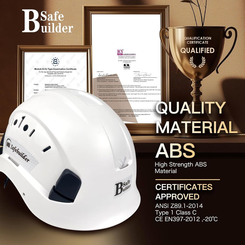 SAFEBUILDER Construction Safety Helmet ABS Hard Hat Adjustable Ventilation System Hardhats Industrial Work Head Protection for Men Certified ANSI/ISEA Z89.1 - Image 3